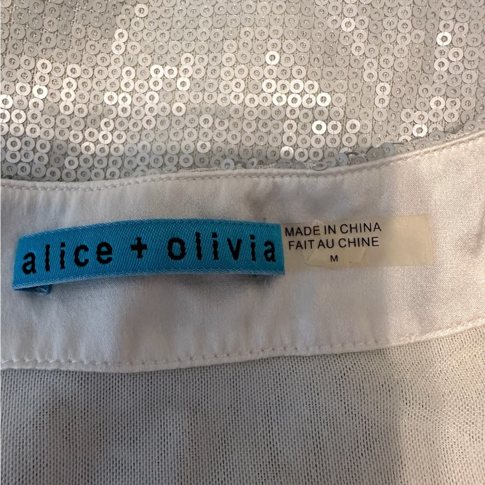 Alice + Olivia Sequin Racerback Tank Top Lined Y2K Size Medium Party Layering - Thumbnail 3