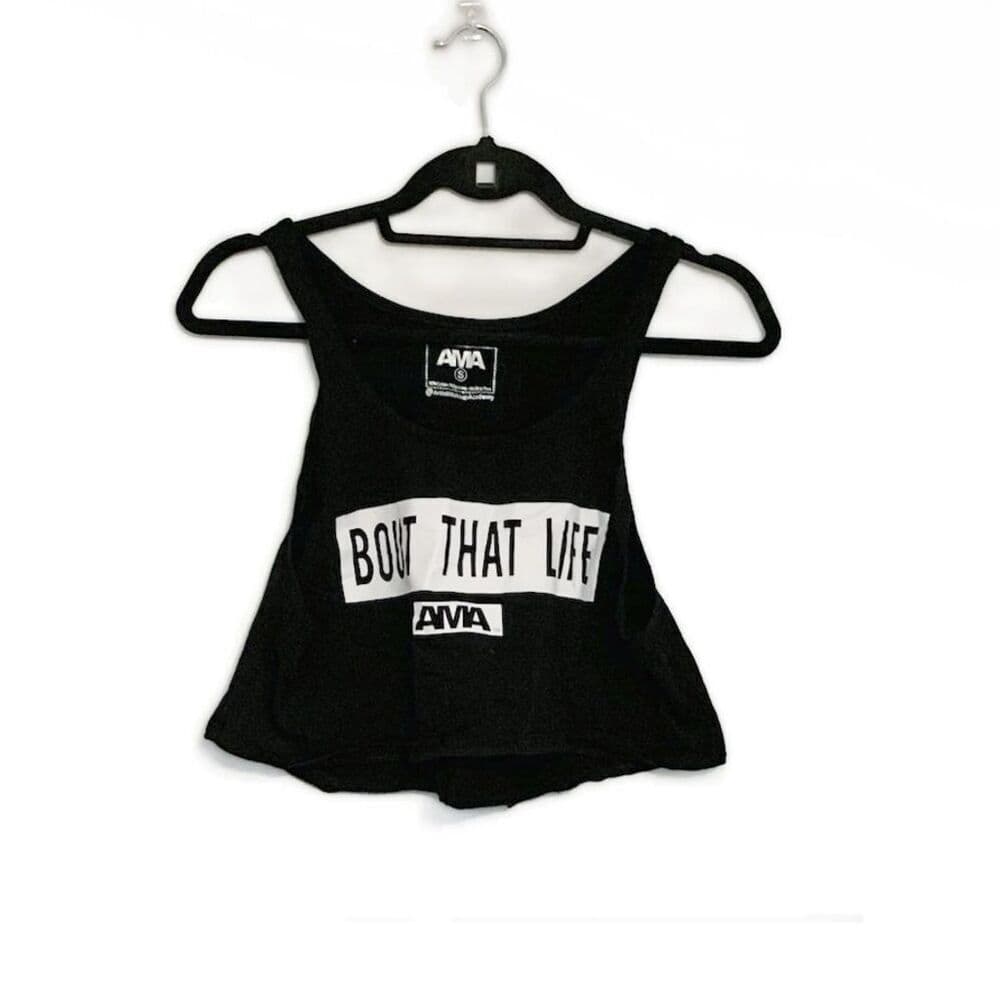 AMA "Bout That Life" Makeup Artist Black Crop Tank Top Size S Casual /Workout - Thumbnail 13