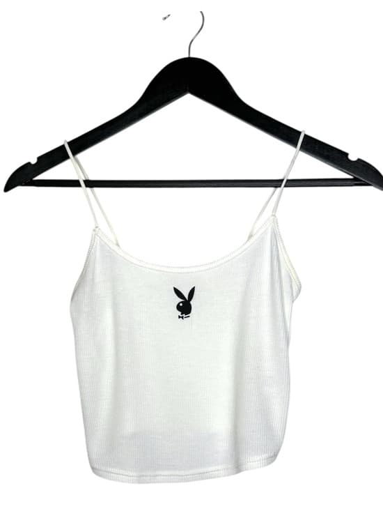 Playboy by PacSun White Ribbed Crop Tank Bunny Logo Y2K Size XS Baddie Lolita - Thumbnail 8