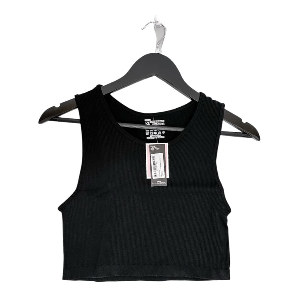 NWT PrettyLittleThing Black Structured Contour Sleeveless Ribbed Crop Top Sz XL - Thumbnail 7