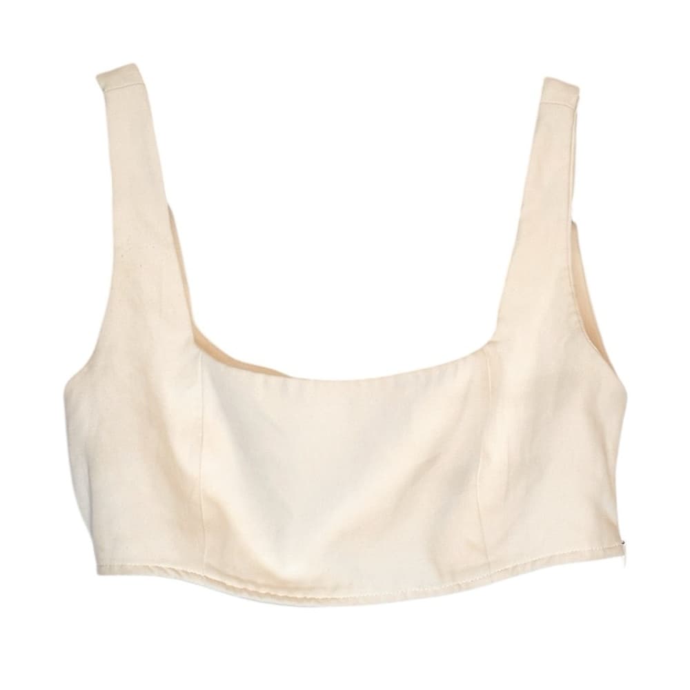 Princess Polly Huxley Super Crop Top Thick Straps Square Neck Size US 2 - Thumbnail 2