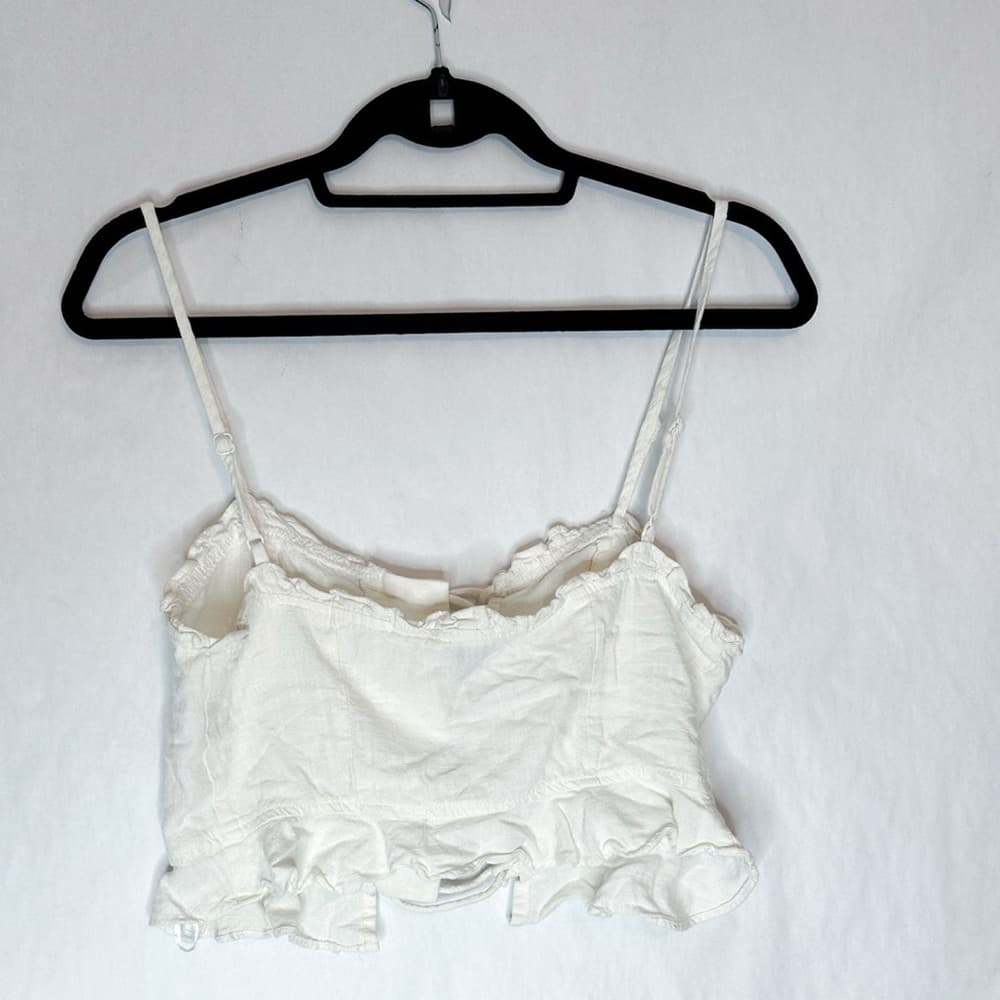 Princess Polly Daphne Linen Spaghetti Strap Ruffle Crop Top in US Size 10 - Thumbnail 5