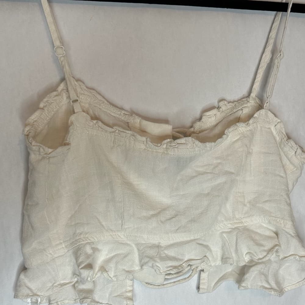 Princess Polly Daphne Linen Spaghetti Strap Ruffle Crop Top in US Size 10 - Thumbnail 11