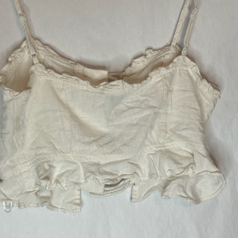 Princess Polly Daphne Linen Spaghetti Strap Ruffle Crop Top in US Size 10 - Thumbnail 12