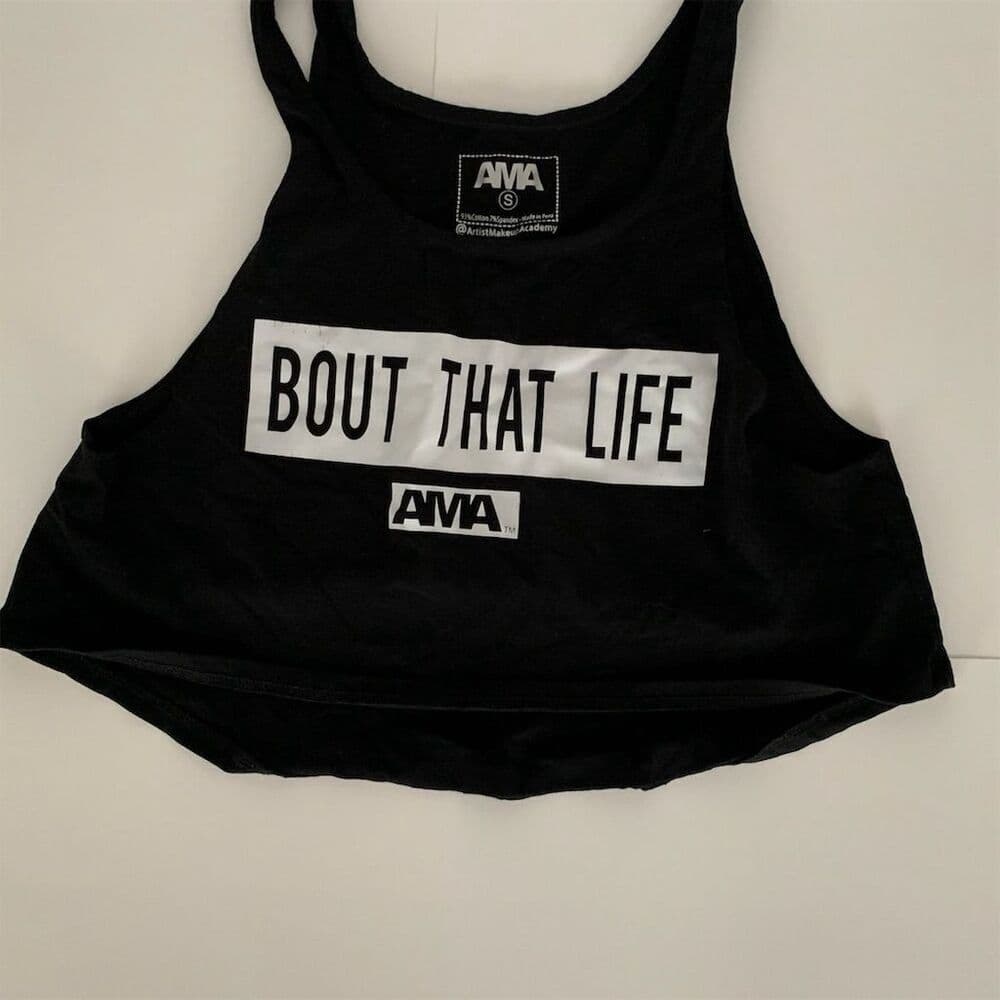 AMA "Bout That Life" Makeup Artist Black Crop Tank Top Size S Casual /Workout - Thumbnail 7