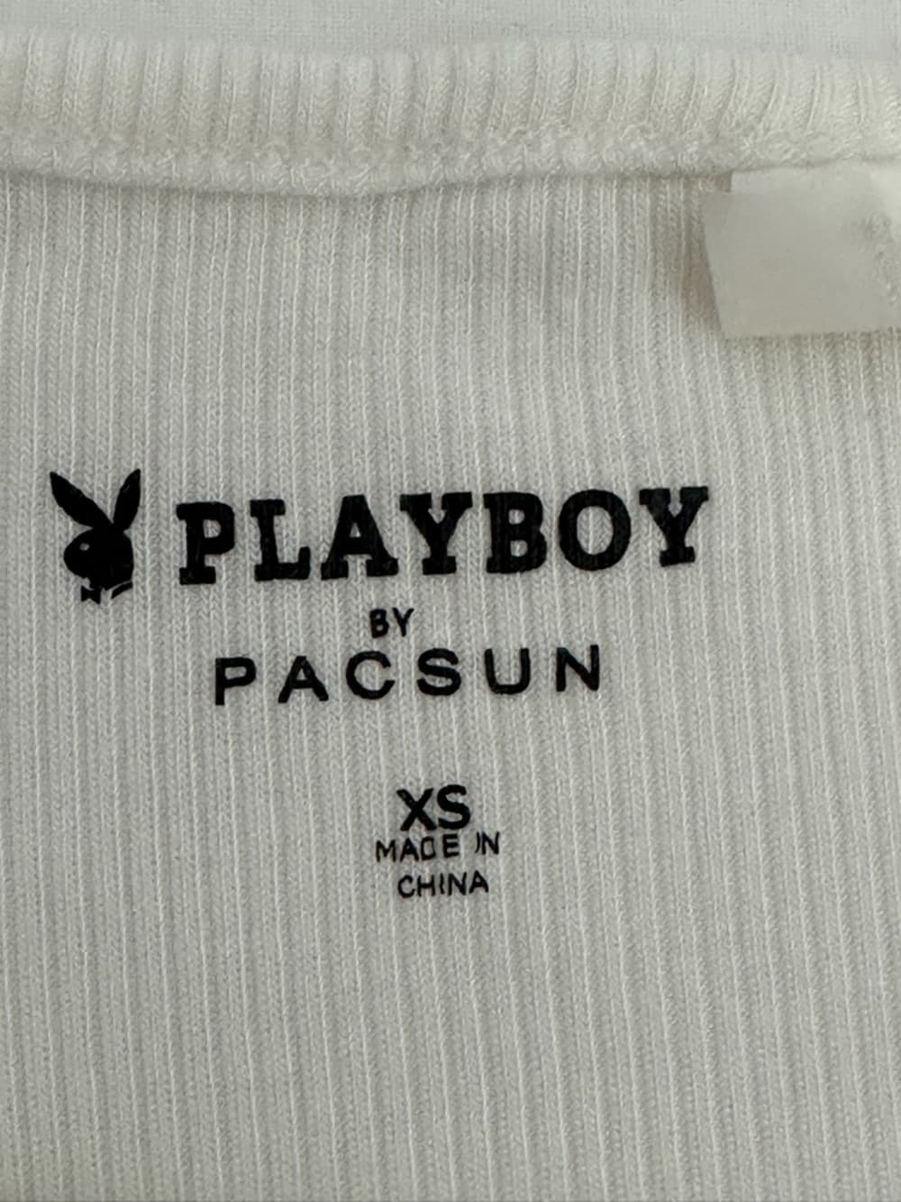 Playboy by PacSun White Ribbed Crop Tank Bunny Logo Y2K Size XS Baddie Lolita - Thumbnail 4