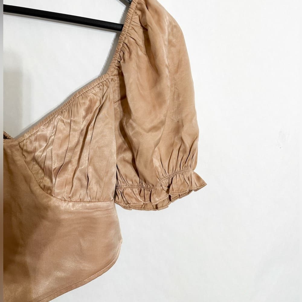 NWT Sophie Rue Puff Sleeve Corset Style Crop Top Size Large Cottagecore Romantic - Thumbnail 4