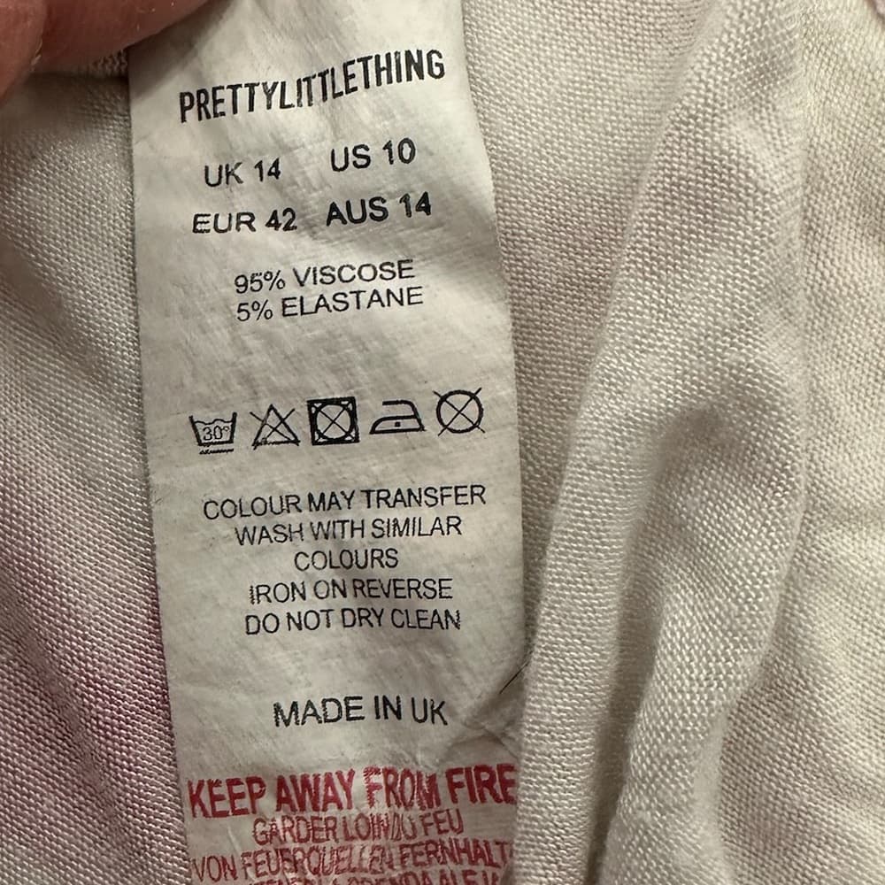 PrettyLittleThing Pink and White Jersey Tie Dye Crop Cami Size 10 Streetwear - Thumbnail 11