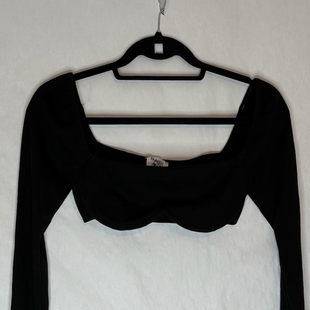 Princess Polly Becca Long Sleeve Crop Top Black Womens US Size 4 Festival - Thumbnail 6