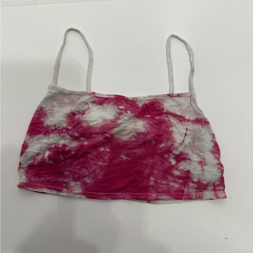 PrettyLittleThing Pink and White Jersey Tie Dye Crop Cami Size 10 Streetwear - Thumbnail 9