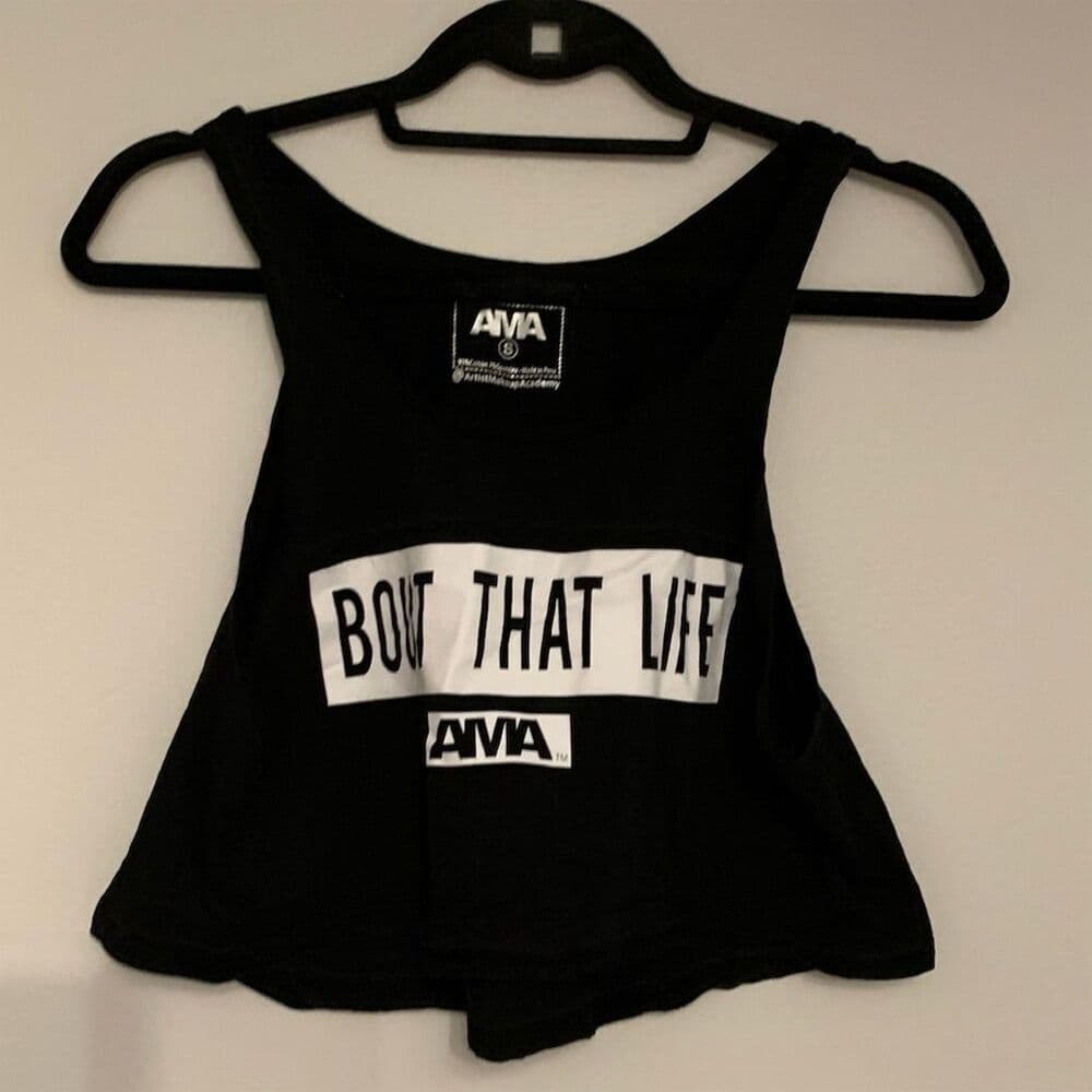 AMA "Bout That Life" Makeup Artist Black Crop Tank Top Size S Casual /Workout - Thumbnail 3