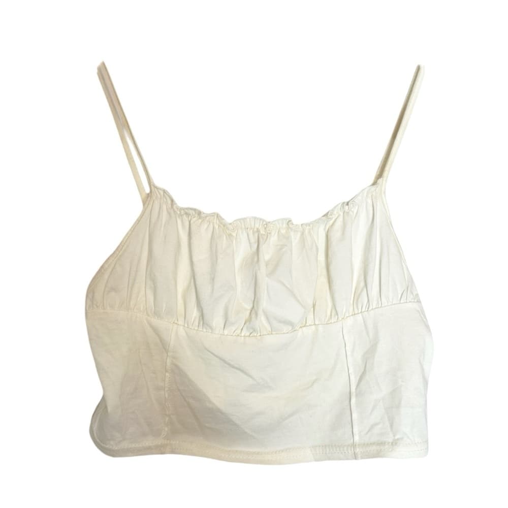 Princess Polly Tilly Top Cropped in Off White Size US 6 - Thumbnail 3