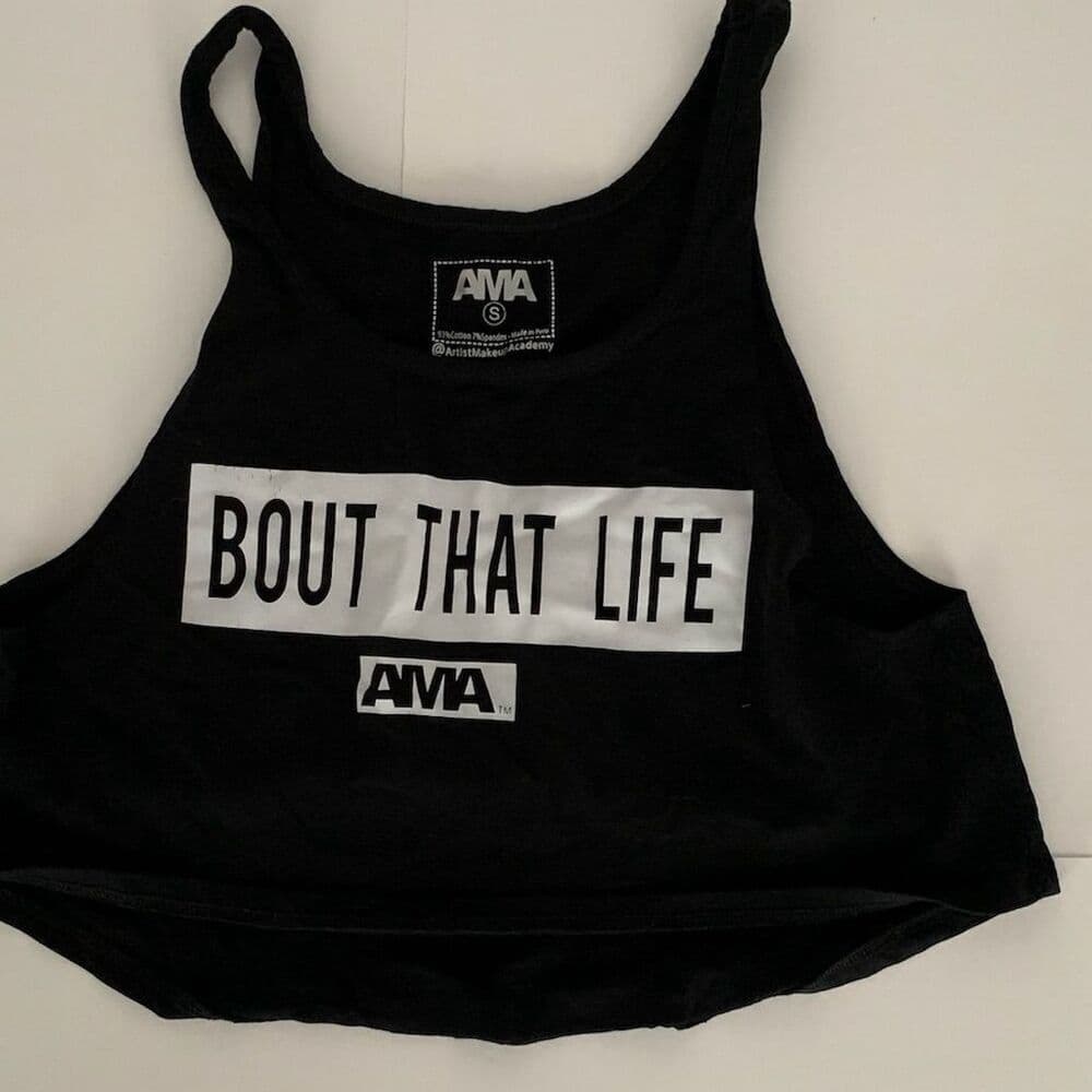 AMA "Bout That Life" Makeup Artist Black Crop Tank Top Size S Casual /Workout - Thumbnail 8