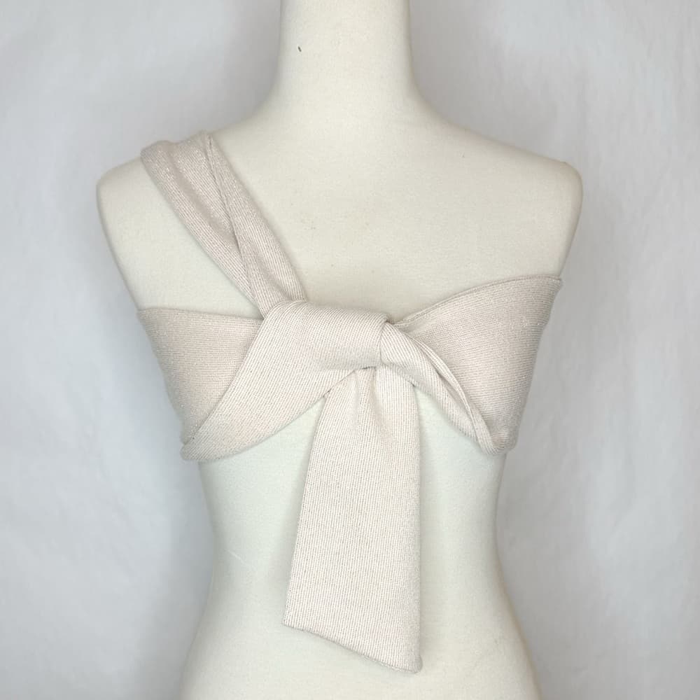 Princess Polly Simi Top Pink Shimmer Glittery Bow Cropped Coquette Size 6 - Thumbnail 7