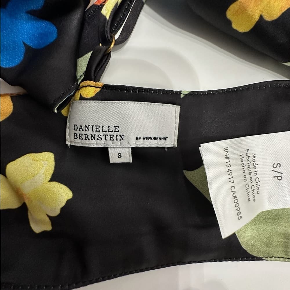 Danielle Bernstein by WeWoreWhat Black w Multi Color Floral Scarf Top Size Small - Thumbnail 7