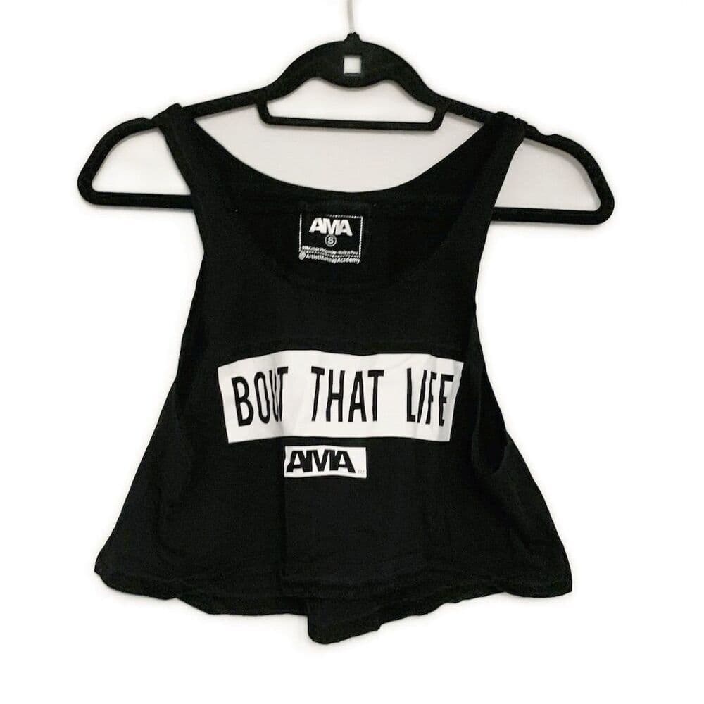 AMA "Bout That Life" Makeup Artist Black Crop Tank Top Size S Casual /Workout - Thumbnail 12
