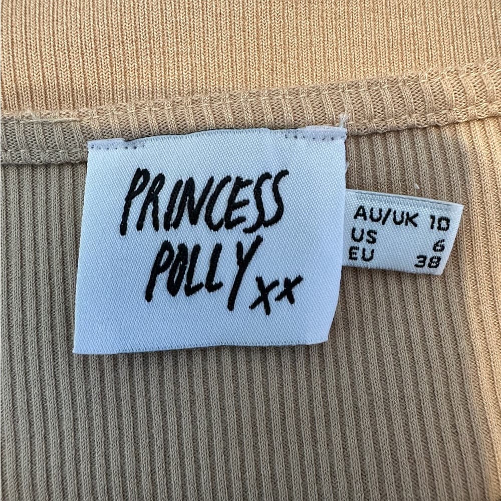 Princess Polly Classic Cropped Top in “Camel / Tan” Ribbed Size US 6 - Thumbnail 9