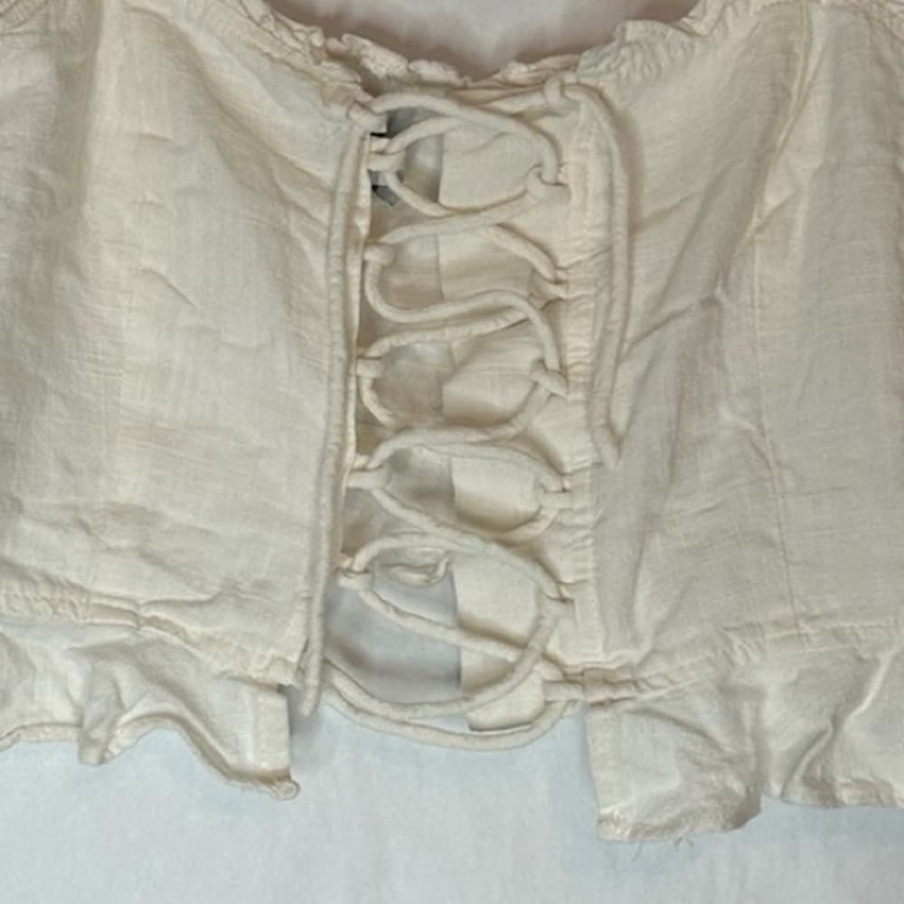 Princess Polly Daphne Linen Spaghetti Strap Ruffle Crop Top in US Size 10 - Thumbnail 14