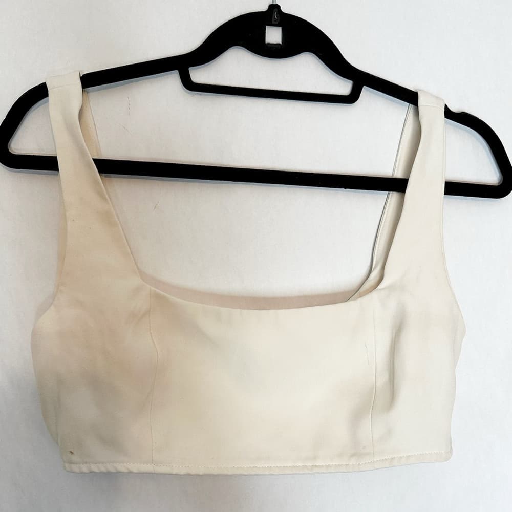 Princess Polly Huxley Super Crop Top Thick Straps Square Neck Size US 2 - Thumbnail 3