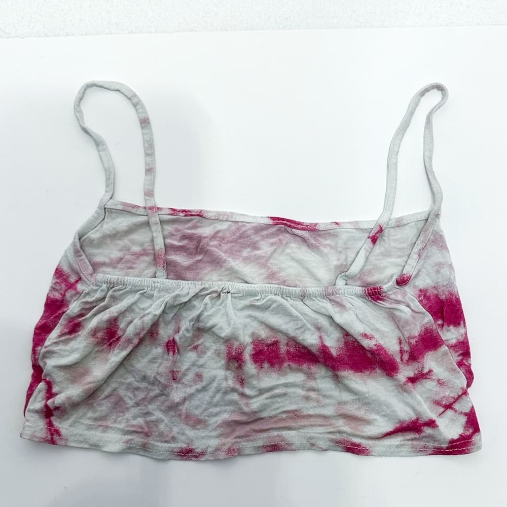 PrettyLittleThing Pink and White Jersey Tie Dye Crop Cami Size 10 Streetwear - Thumbnail 8