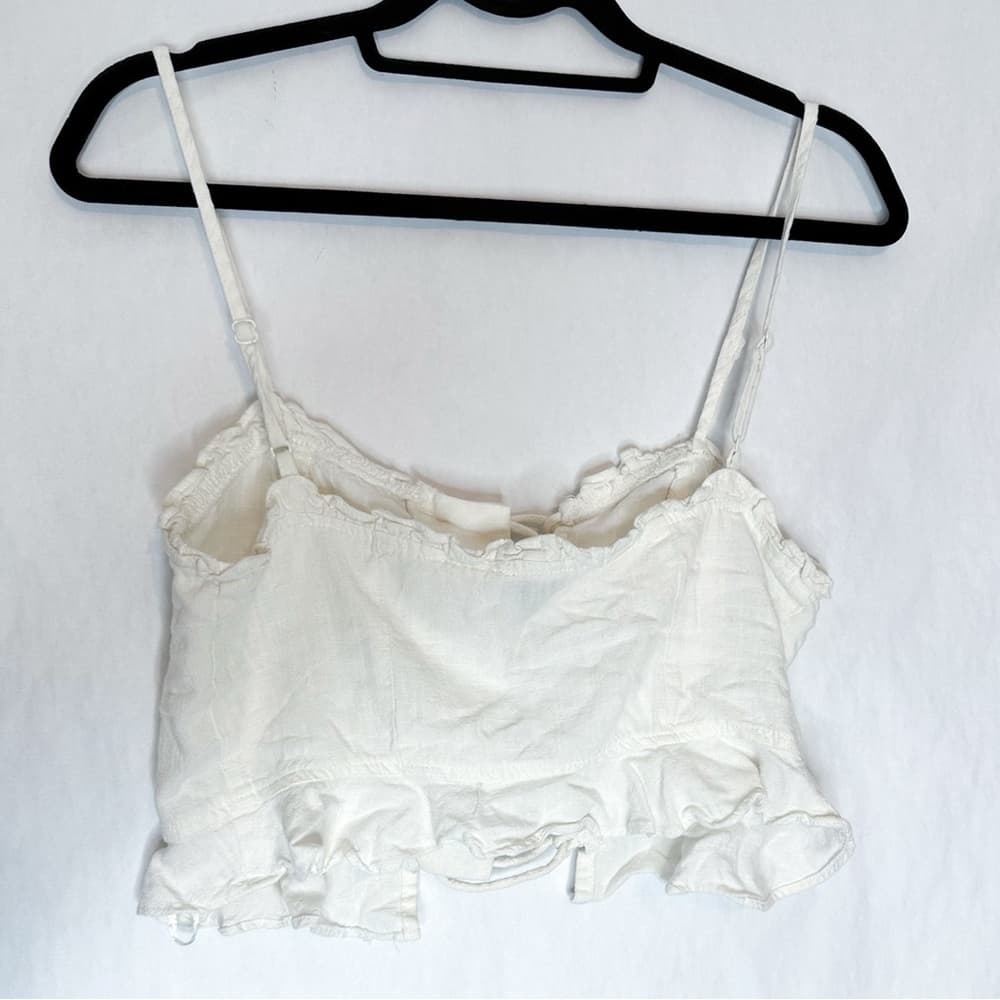Princess Polly Daphne Linen Spaghetti Strap Ruffle Crop Top in US Size 10 - Thumbnail 6