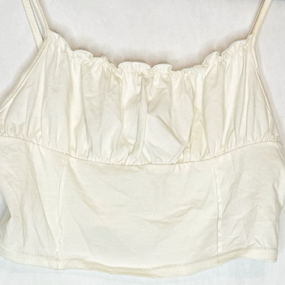 Princess Polly Tilly Top Cropped in Off White Size US 6 - Thumbnail 5