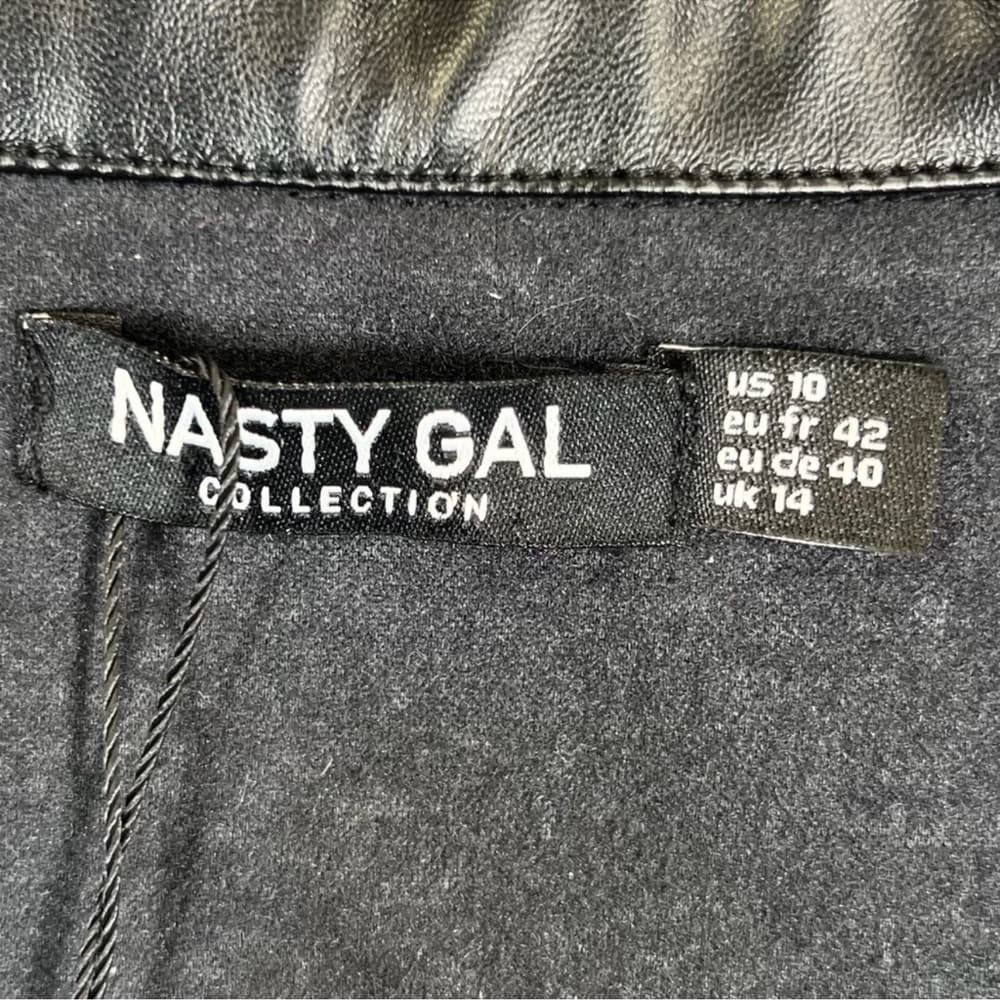 NWT NASTY GAL Women's Faux Leather Wrap Wide Sleeve Tie Crop Top Moto Chic Sz 10 - Thumbnail 5