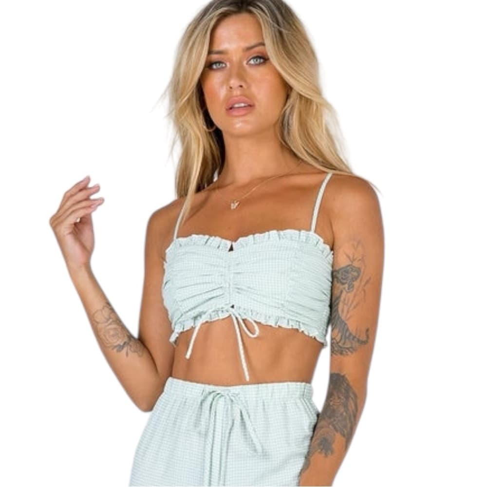 Princess Polly Tidelands Gingham Check Print Crop Top US 4 Feminine Girly - Thumbnail 11
