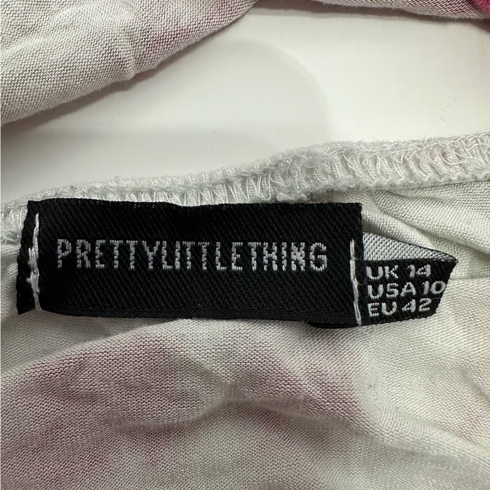 PrettyLittleThing Pink and White Jersey Tie Dye Crop Cami Size 10 Streetwear - Thumbnail 10