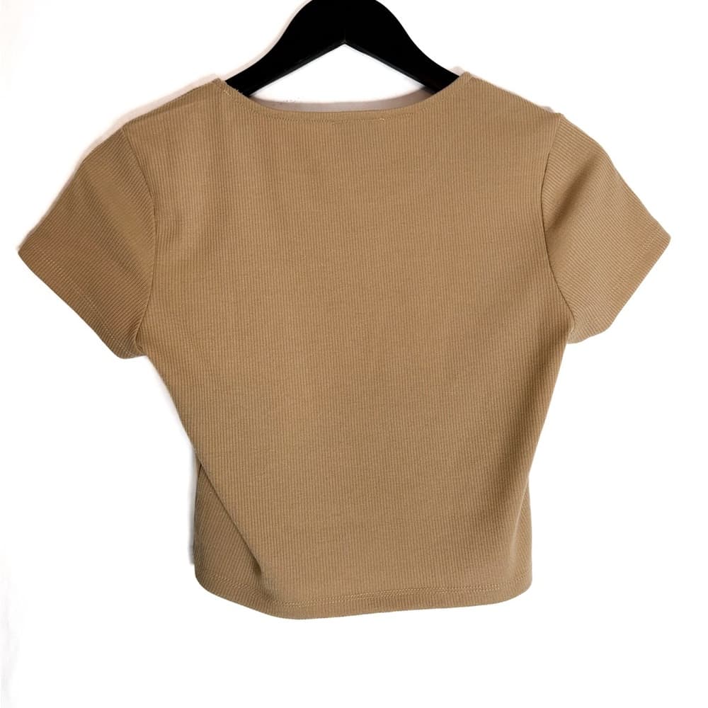 Princess Polly Classic Cropped Top in “Camel / Tan” Ribbed Size US 6 - Thumbnail 6