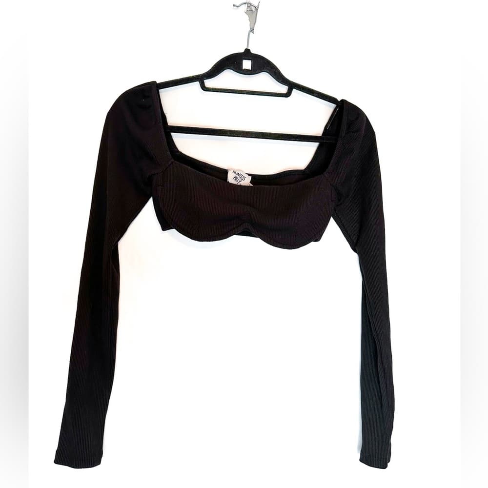Princess Polly Becca Long Sleeve Crop Top Black Womens US Size 4 Festival - Thumbnail 7