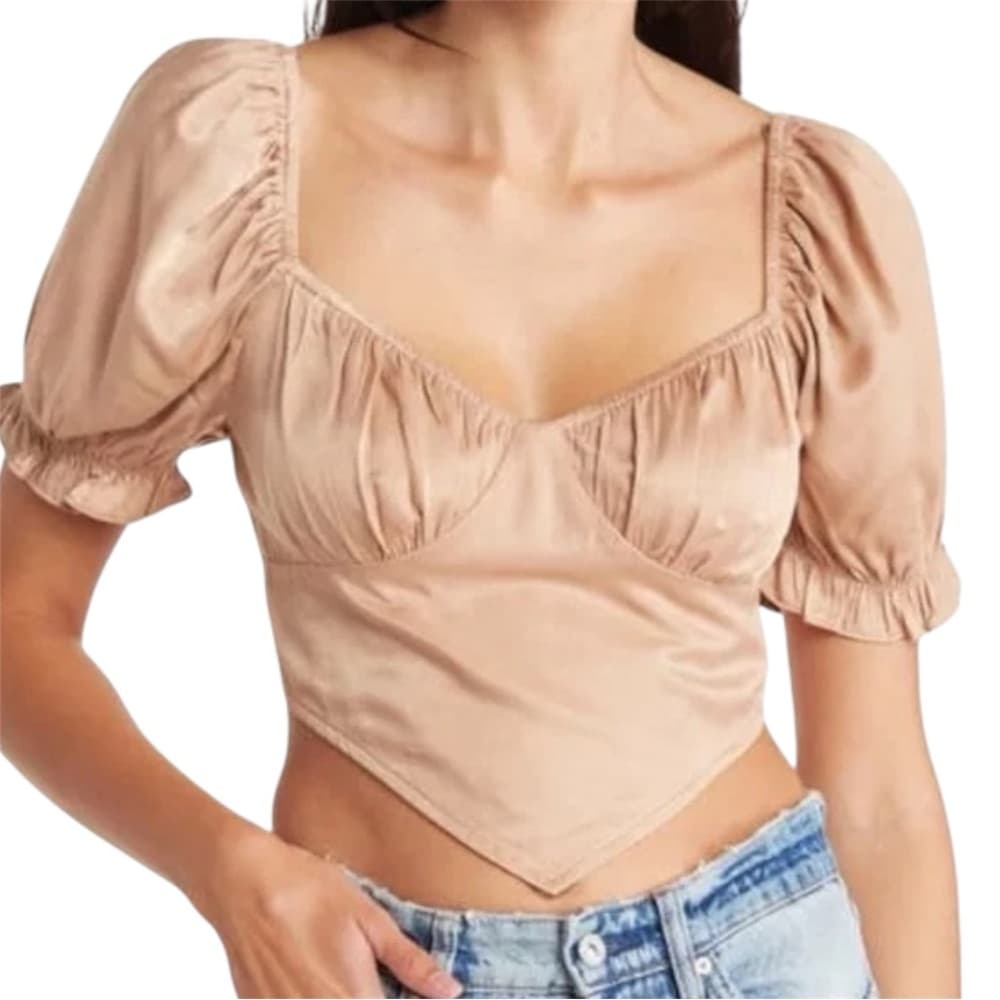 NWT Sophie Rue Puff Sleeve Corset Style Crop Top Size Large Cottagecore Romantic - Thumbnail 11