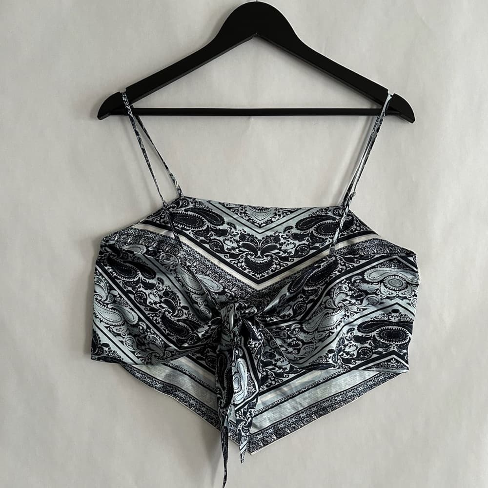 Vine and Valley Y2K Baroque Bandana Handkerchief Crop Top Medium Festival Boho - Thumbnail 3