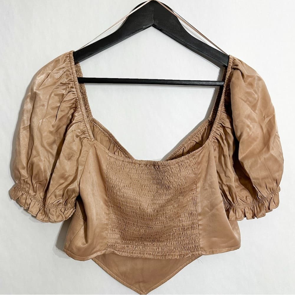 NWT Sophie Rue Puff Sleeve Corset Style Crop Top Size Large Cottagecore Romantic - Thumbnail 6