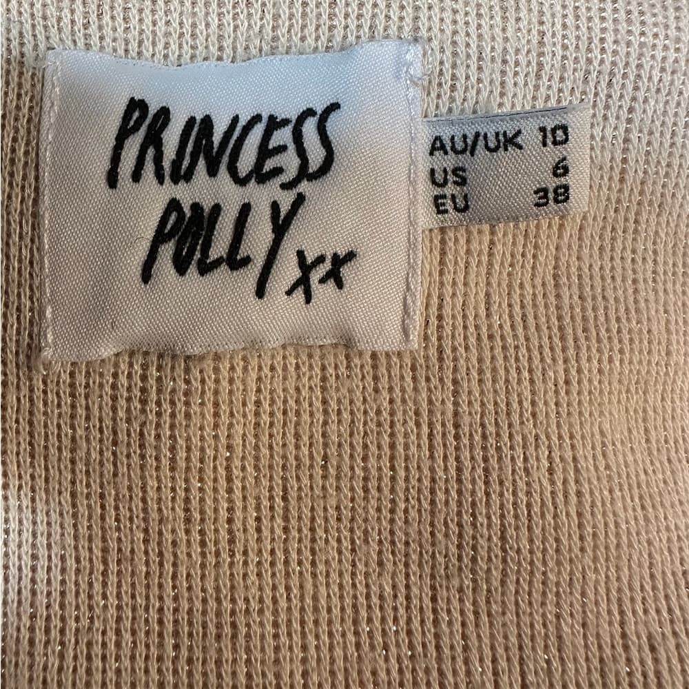 Princess Polly Simi Top Pink Shimmer Glittery Bow Cropped Coquette Size 6 - Thumbnail 12