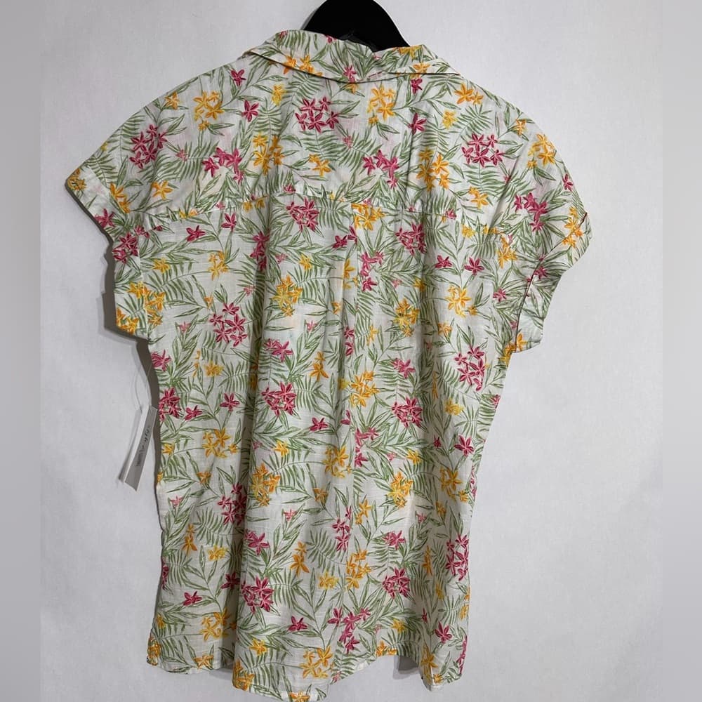 Style & Co Tropical Floral Rihanna White Blend Button-Up Shirt Size Large NWT - Thumbnail 7
