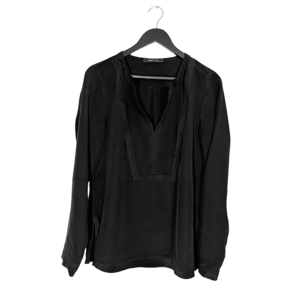 BCBGMaxAzria Black Cato Long Sleeve Tunic Style V-Neck Blouse Size Medium - Thumbnail 9