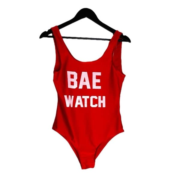 BAE WATCH Red One-Piece Swimsuit Bodysuit Size Large Vacation Resortwear - Thumbnail 13