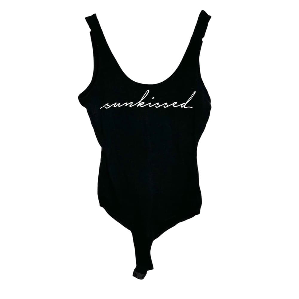 NWT Charlotte Russe Black “Sunkissed” Graphic Bodysuit Size Small Y2K Beach - Thumbnail 8