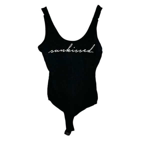 NWT Charlotte Russe Black “Sunkissed” Graphic Bodysuit Size Small Y2K Beach - Thumbnail 9