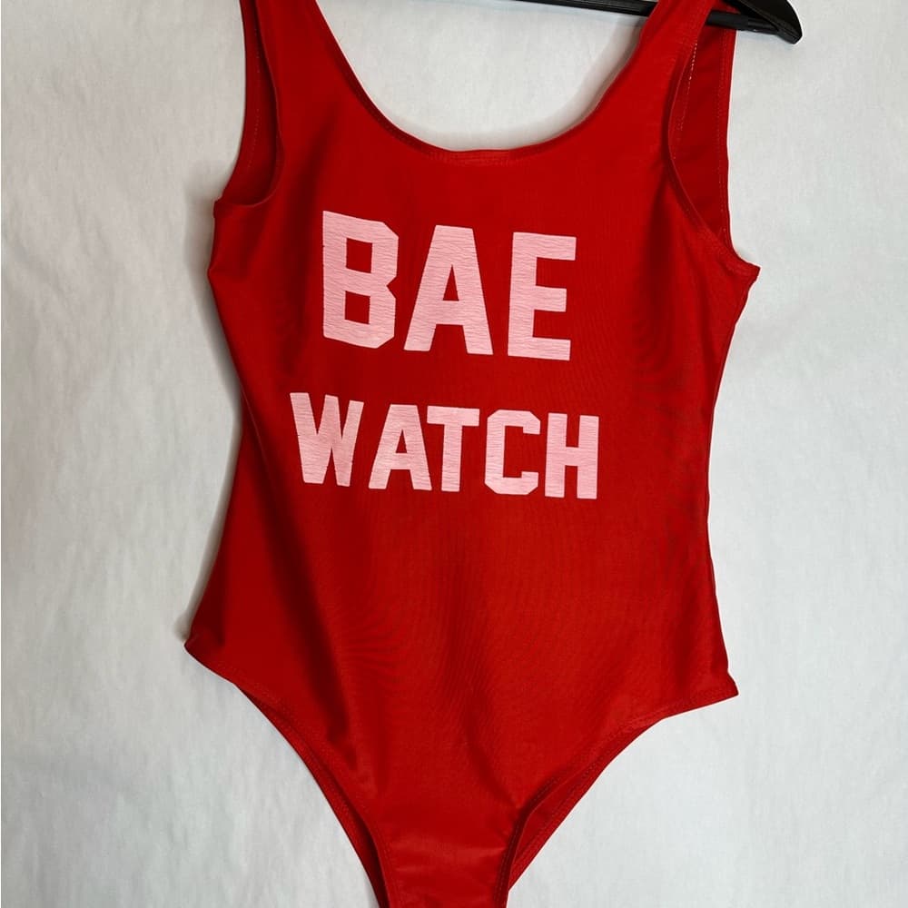BAE WATCH Red One-Piece Swimsuit Bodysuit Size Large Vacation Resortwear - Thumbnail 5
