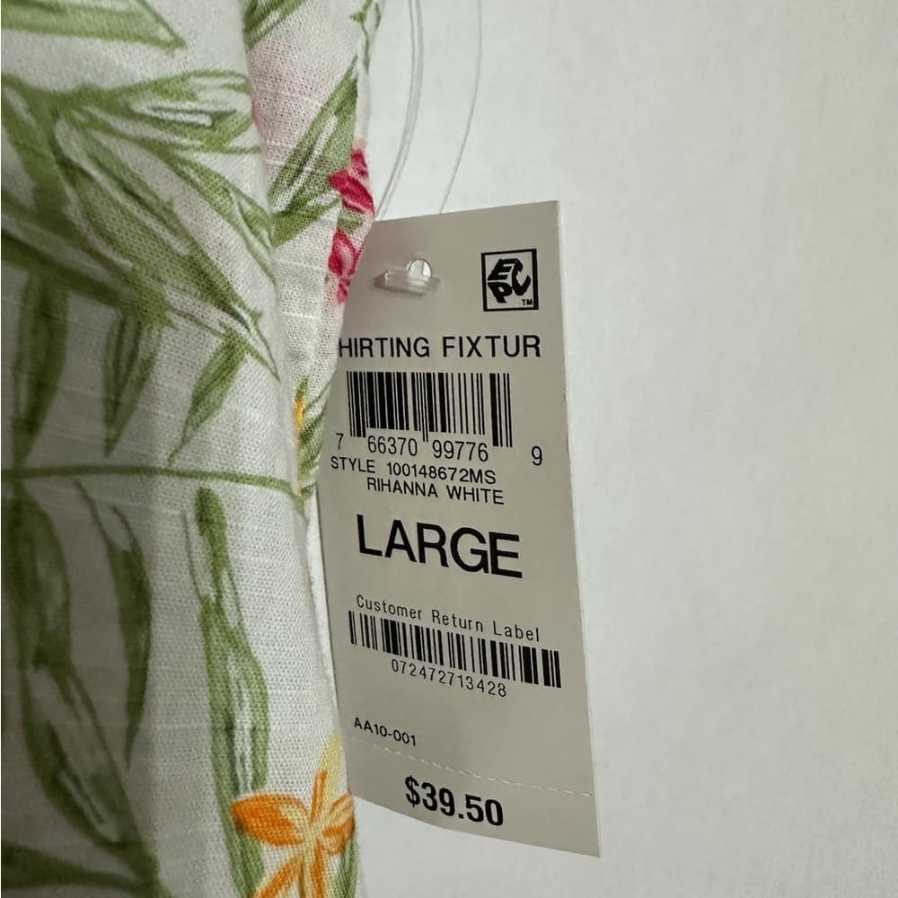 Style & Co Tropical Floral Rihanna White Blend Button-Up Shirt Size Large NWT - Thumbnail 5