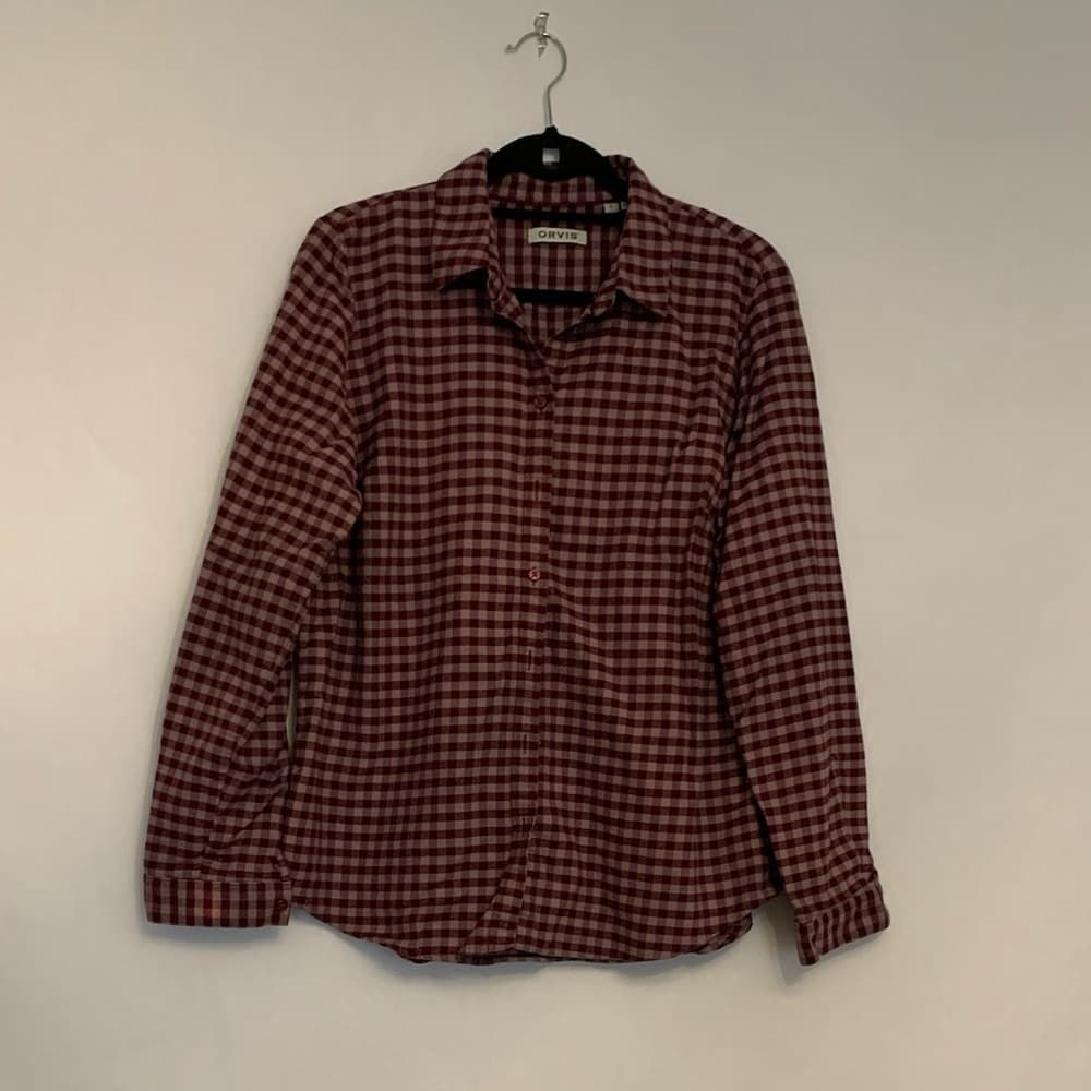 Orvis Flannel Button-Up Gingham Shirt Size large Long Sleeve - Thumbnail 7