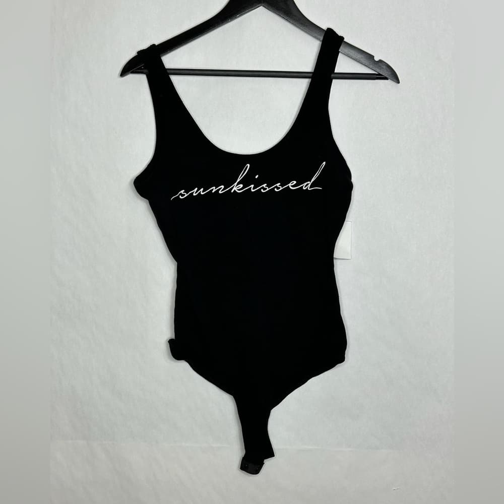 NWT Charlotte Russe Black “Sunkissed” Graphic Bodysuit Size Small Y2K Beach - Thumbnail 3