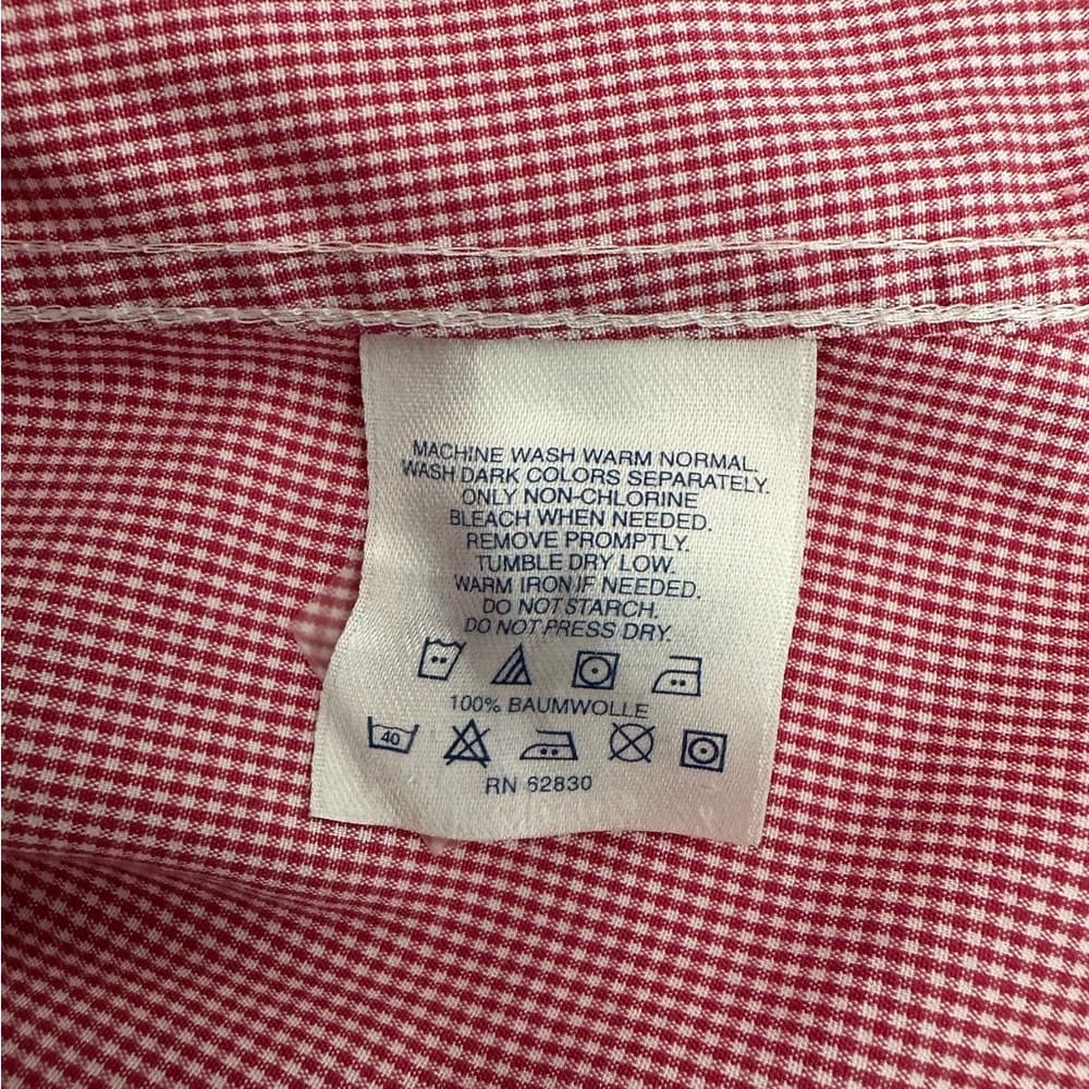 NEW Lands’ End Red Gingham Button Down Shirt Cotton Petite 12P Classic Preppy - Thumbnail 10