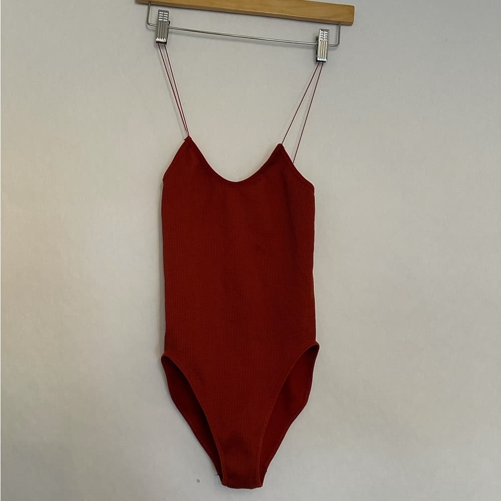 Out From Under Urban Outfitters Bungee Strap Bodysuit in Color Rust Size Large - Thumbnail 6