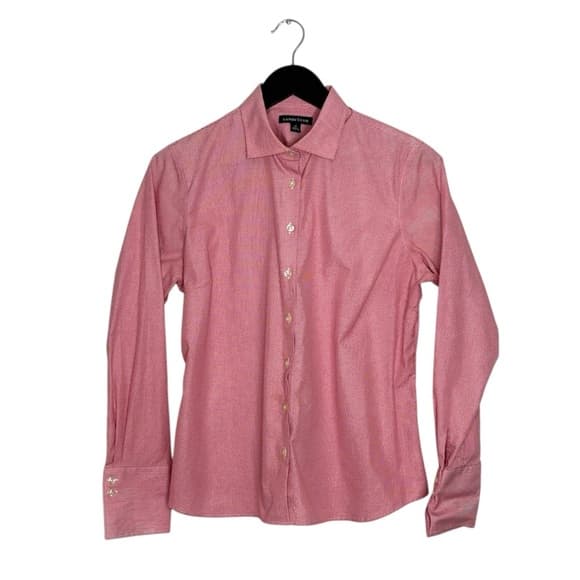 NEW Lands’ End Red Gingham Button Down Shirt Cotton Petite 12P Classic Preppy - Thumbnail 12
