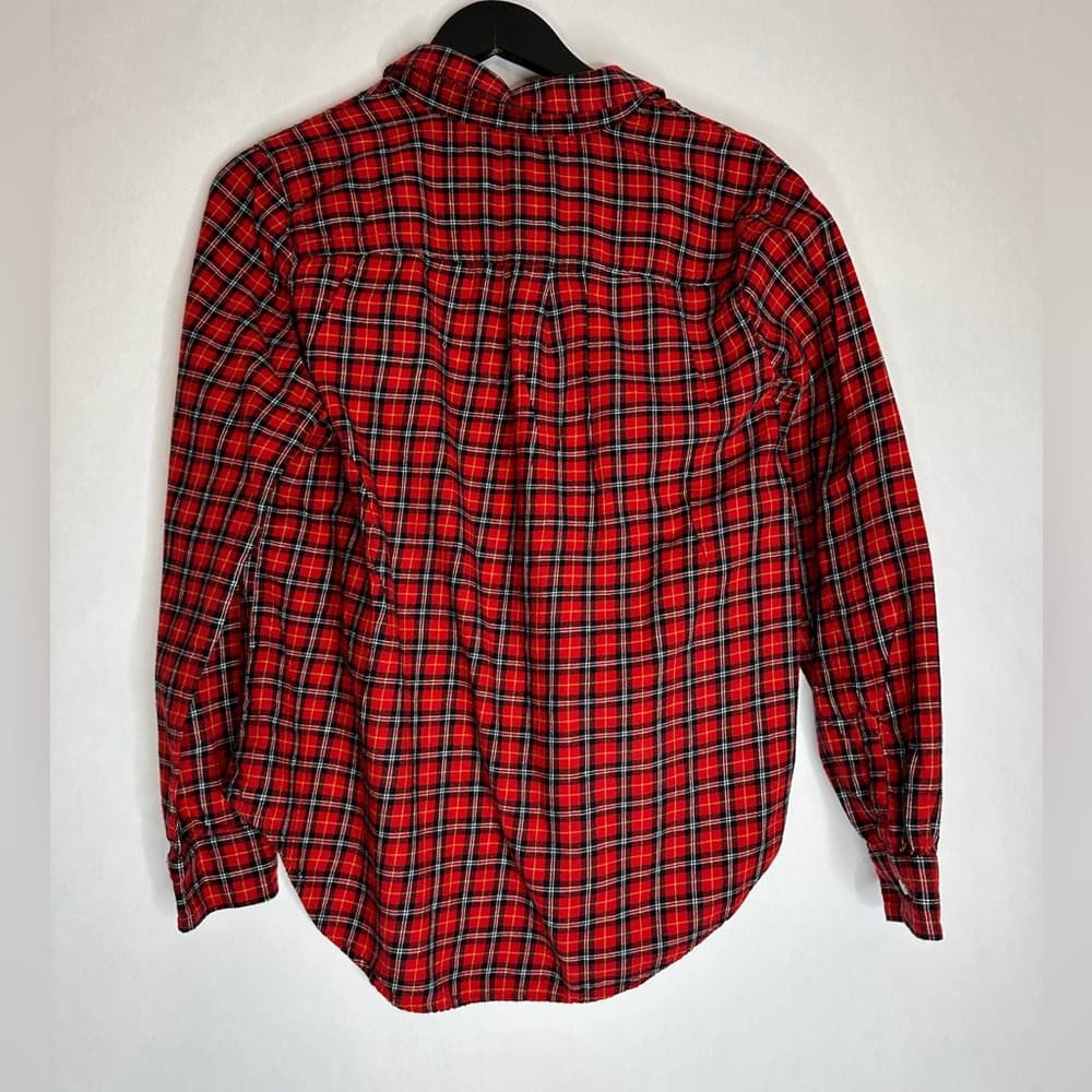 Old Navy Plaid Flannel Classic Shirt Button Up in Red Tartan Womens Size Large - Thumbnail 5