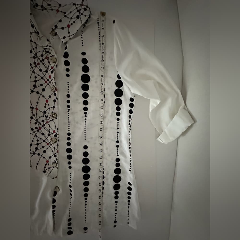 NorthStyle Mixed Print Tunic Shirt Geometric Abstract Button Blouse Likely Large - Thumbnail 10