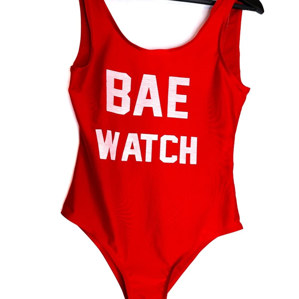 BAE WATCH Red One-Piece Swimsuit Bodysuit Size Large Vacation Resortwear - Thumbnail 3